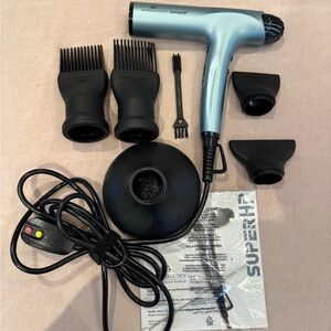 Olivia Garden SuperHP Metallic Blue Professional Hair Dryer.No brushes inc.